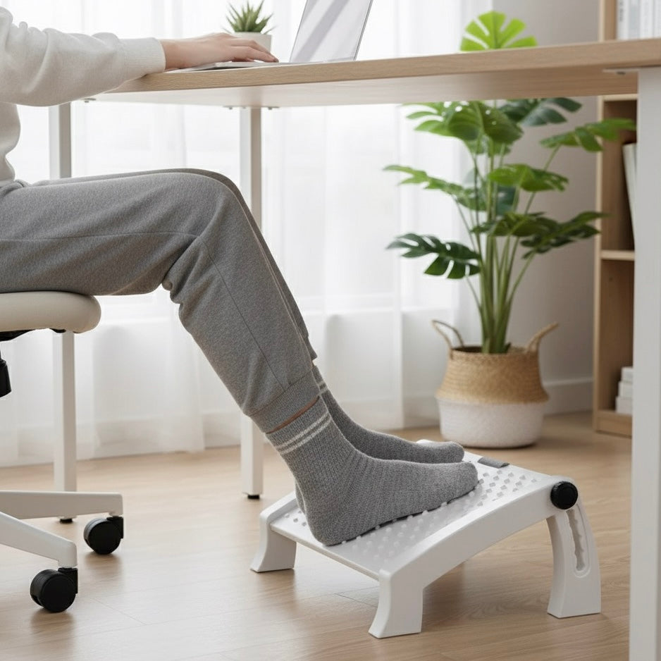 Adjustable Ergonomic Under Desk Foot Rest - Office Footrest for Posture & Circulation