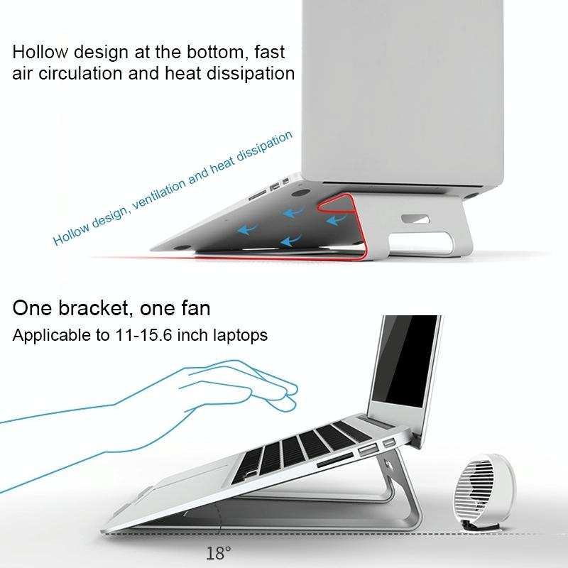 Adjustable Aluminum Laptop Stand with Quiet Cooling Fan - Ergonomic Riser for 10-17 inch Laptops