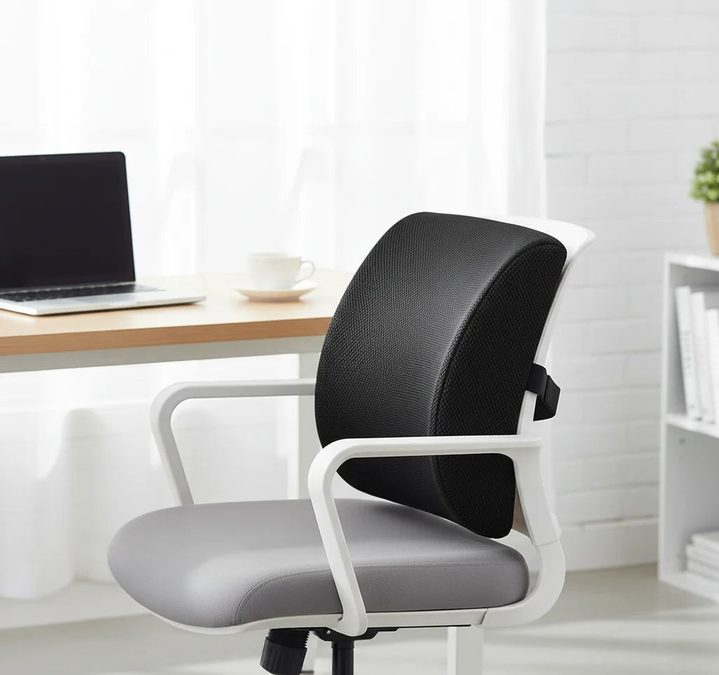 Ergonomic Bamboo Memory Foam Lumbar Support Cushion for Office Chair Back Pain Relief